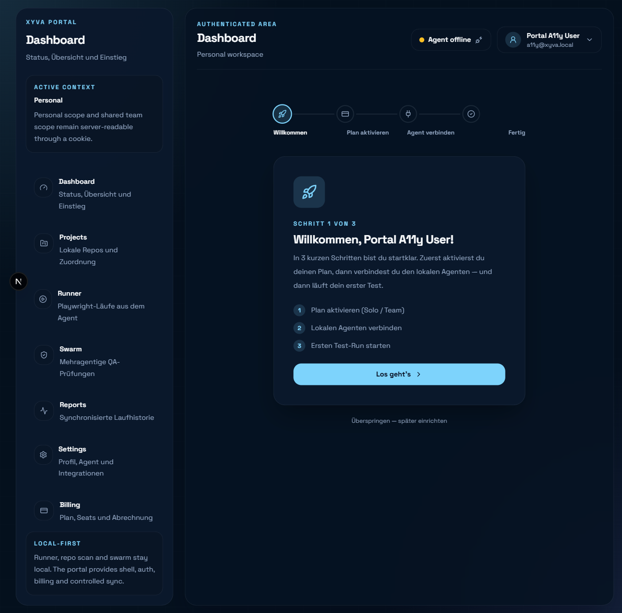 Setup wizard