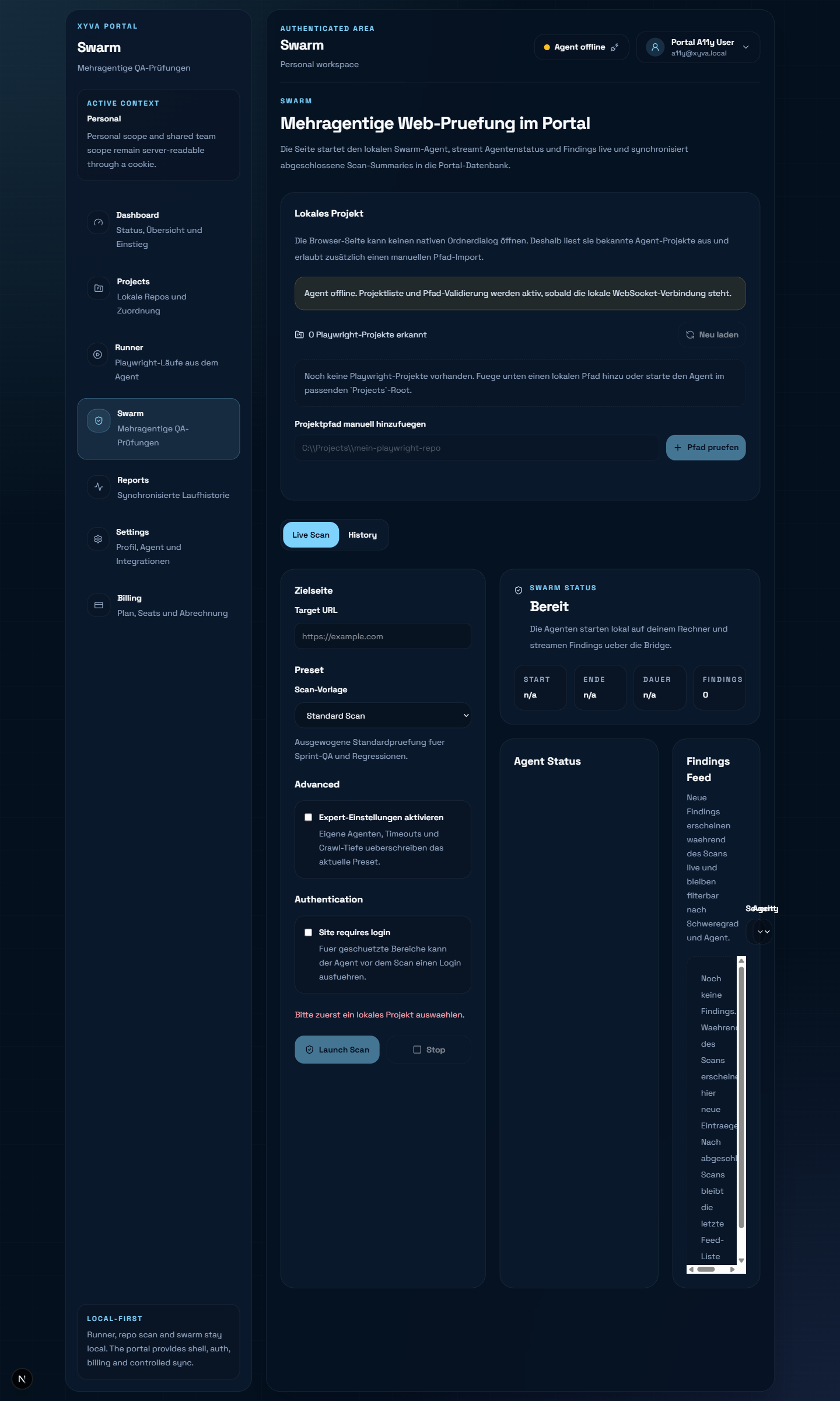 Swarm-Scan läuft